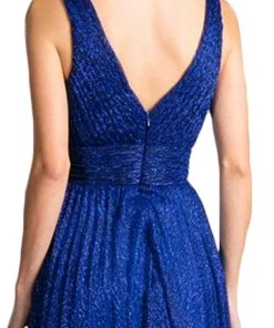 Cinderella Divine - Plunging V-Neck Shirr-Ornate A-Line Evening Gown Formal Gowns 22 Cinderella Divine - Plunging V-Neck Shirr-Ornate A-Line Evening Gown Formal Gowns