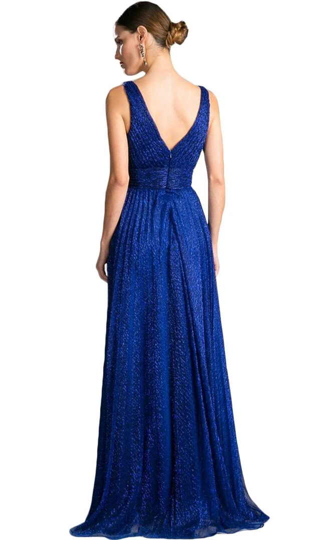 Cinderella Divine - Plunging V-Neck Shirr-Ornate A-Line Evening Gown Formal Gowns 6 Cinderella Divine - Plunging V-Neck Shirr-Ornate A-Line Evening Gown Formal Gowns