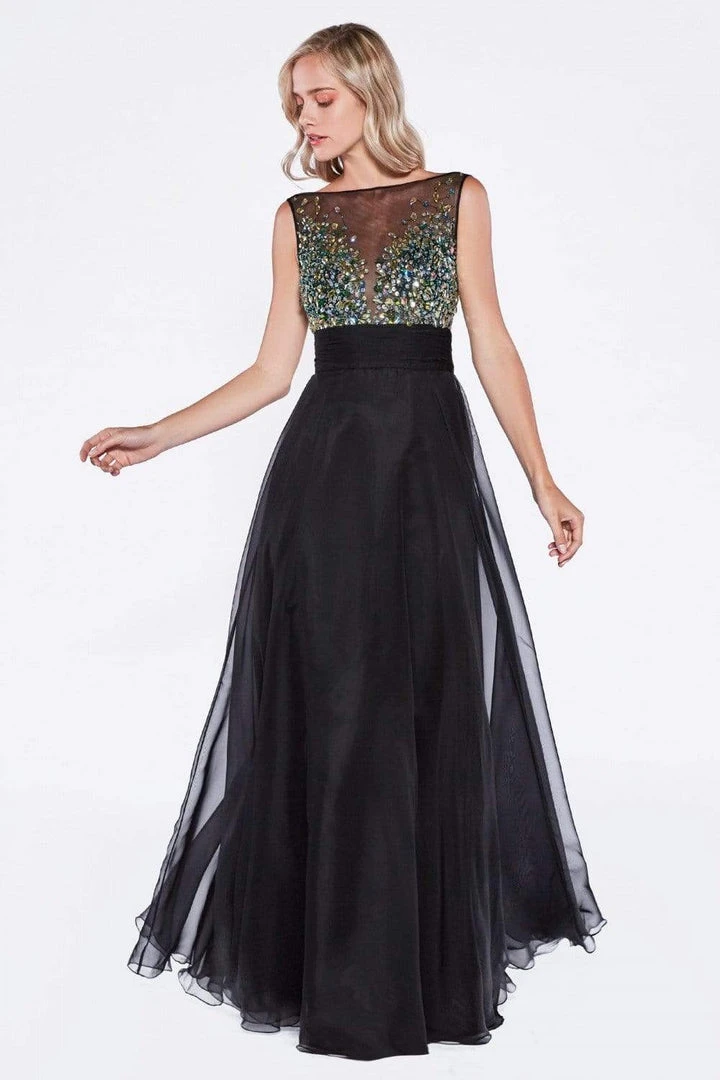 Formal Gowns Cinderella Divine - Rhinestone Embellished Sheer Chiffon Evening Dress 3 Formal Gowns Cinderella Divine - Rhinestone Embellished Sheer Chiffon Evening Dress