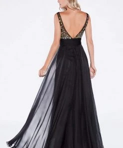Formal Gowns Cinderella Divine - Rhinestone Embellished Sheer Chiffon Evening Dress 6 Formal Gowns Cinderella Divine - Rhinestone Embellished Sheer Chiffon Evening Dress