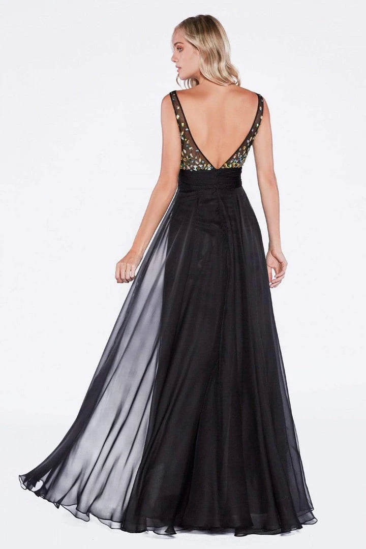 Formal Gowns Cinderella Divine - Rhinestone Embellished Sheer Chiffon Evening Dress 4 Formal Gowns Cinderella Divine - Rhinestone Embellished Sheer Chiffon Evening Dress