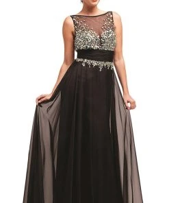 Formal Gowns Cinderella Divine - Rhinestone Embellished Sheer Chiffon Evening Dress 7 Formal Gowns Cinderella Divine - Rhinestone Embellished Sheer Chiffon Evening Dress