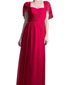 Formal Gowns Cinderella Divine - Ruched Semi-Sweetheart Dress With Cape Detail