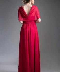 Formal Gowns Cinderella Divine - Ruched Semi-Sweetheart Dress With Cape Detail