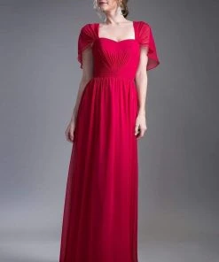 Formal Gowns Cinderella Divine - Ruched Semi-Sweetheart Dress With Cape Detail