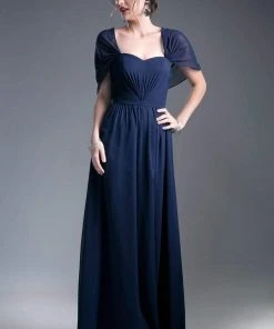 Formal Gowns Cinderella Divine - Ruched Semi-Sweetheart Dress With Cape Detail