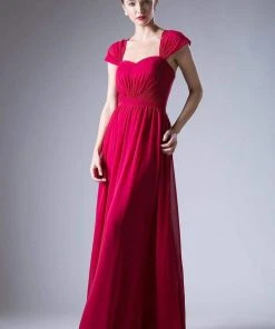 Formal Gowns Cinderella Divine - Ruched Semi-Sweetheart Dress With Cape Detail