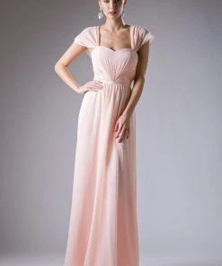 Formal Gowns Cinderella Divine - Ruched Semi-Sweetheart Dress With Cape Detail