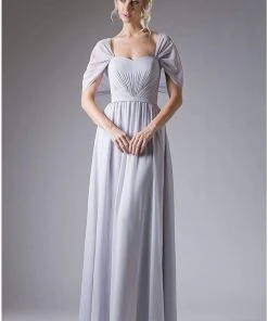 Formal Gowns Cinderella Divine - Ruched Semi-Sweetheart Dress With Cape Detail