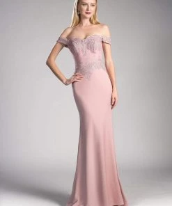 Cinderella Divine - Scalloped Off Shoulder Lace Applique Gown CF158 - 1 Pc Dark Purple In Size S Available 10 Cinderella Divine - Scalloped Off Shoulder Lace Applique Gown CF158 - 1 Pc Dark Purple In Size S Available