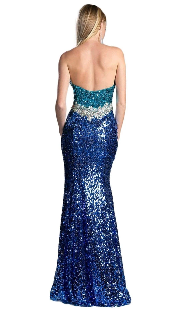 Cinderella Divine - Sequined Fitted Evening Gown With Slit 4 Cinderella Divine - Sequined Fitted Evening Gown With Slit