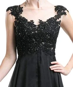Formal Gowns Cinderella Divine - Sequined Floral Lace A-line Dress