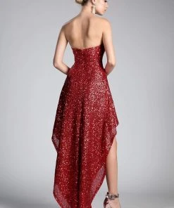 Cinderella Divine - Sequined Sweetheart High Low A-line Dress Cocktail Dresses 8 Cinderella Divine - Sequined Sweetheart High Low A-line Dress Cocktail Dresses