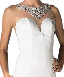 Cinderella Divine - Sheer Embellished Mermaid Evening Gown Formal Gowns