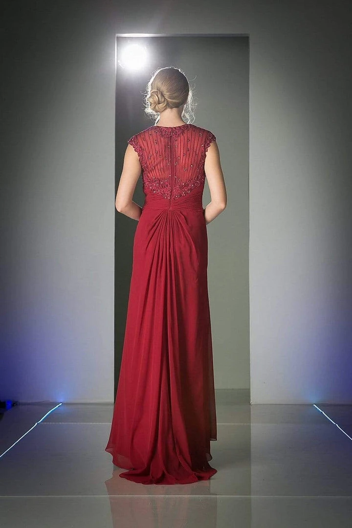 Cinderella Divine - Sheer Embellished V-neck Sheath Dress Formal Gowns 7 Cinderella Divine - Sheer Embellished V-neck Sheath Dress Formal Gowns