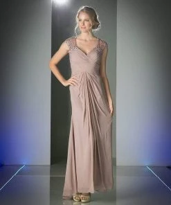 Cinderella Divine - Sheer Embellished V-neck Sheath Dress Formal Gowns 21 Cinderella Divine - Sheer Embellished V-neck Sheath Dress Formal Gowns