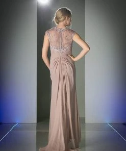 Cinderella Divine - Sheer Embellished V-neck Sheath Dress Formal Gowns 20 Cinderella Divine - Sheer Embellished V-neck Sheath Dress Formal Gowns