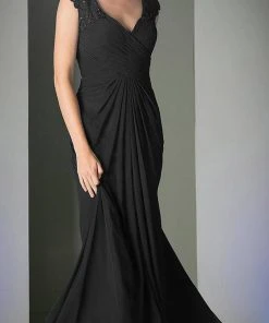 Cinderella Divine - Sheer Embellished V-neck Sheath Dress Formal Gowns 14 Cinderella Divine - Sheer Embellished V-neck Sheath Dress Formal Gowns