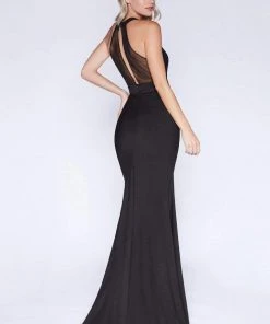 Formal Gowns Cinderella Divine - Sheer Fitted Halter Evening Dress 11 Formal Gowns Cinderella Divine - Sheer Fitted Halter Evening Dress