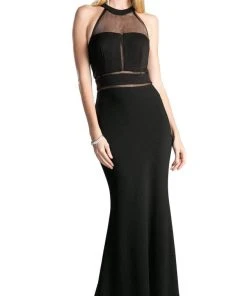 Formal Gowns Cinderella Divine - Sheer Fitted Halter Evening Dress 12 Formal Gowns Cinderella Divine - Sheer Fitted Halter Evening Dress