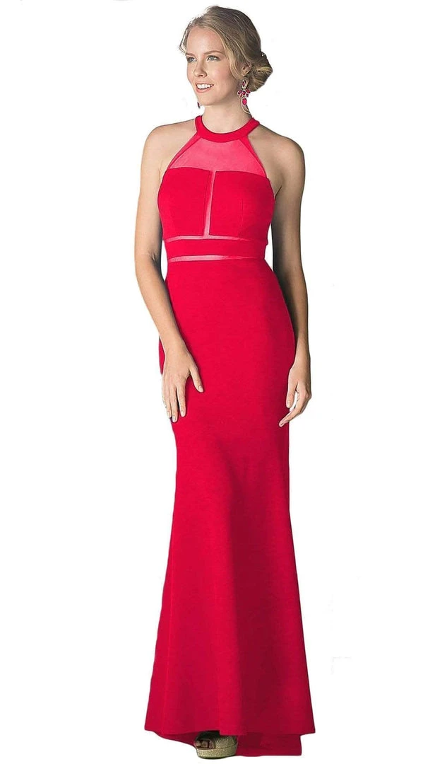 Formal Gowns Cinderella Divine - Sheer Fitted Halter Evening Dress 3 Formal Gowns Cinderella Divine - Sheer Fitted Halter Evening Dress