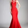 Cinderella Divine - Sheer Seamed Fitted Mermaid Evening Dress Formal Gowns