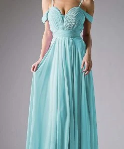 Cinderella Divine - Shirred Plunging Sweetheart Cold Shoulder Chiffon Gown Formal Gowns 16 Cinderella Divine - Shirred Plunging Sweetheart Cold Shoulder Chiffon Gown Formal Gowns