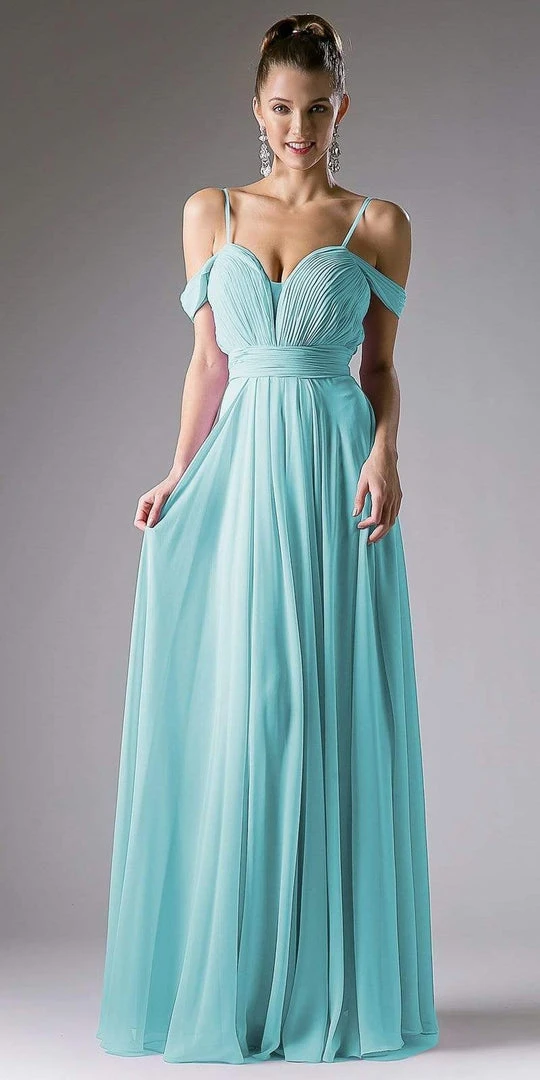 Cinderella Divine - Shirred Plunging Sweetheart Cold Shoulder Chiffon Gown Formal Gowns 5 Cinderella Divine - Shirred Plunging Sweetheart Cold Shoulder Chiffon Gown Formal Gowns