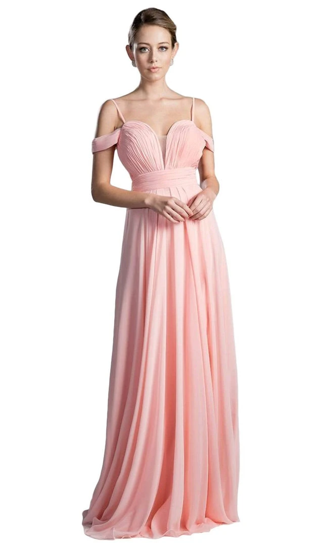 Cinderella Divine - Shirred Plunging Sweetheart Cold Shoulder Chiffon Gown Formal Gowns 11 Cinderella Divine - Shirred Plunging Sweetheart Cold Shoulder Chiffon Gown Formal Gowns