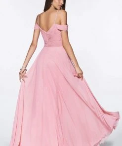 Cinderella Divine - Shirred Plunging Sweetheart Cold Shoulder Chiffon Gown Formal Gowns 20 Cinderella Divine - Shirred Plunging Sweetheart Cold Shoulder Chiffon Gown Formal Gowns