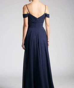 Cinderella Divine - Shirred Plunging Sweetheart Cold Shoulder Chiffon Gown Formal Gowns 15 Cinderella Divine - Shirred Plunging Sweetheart Cold Shoulder Chiffon Gown Formal Gowns