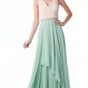 Cinderella Divine - Shirred Surplice Bodice Cascading A-Line Evening Gown