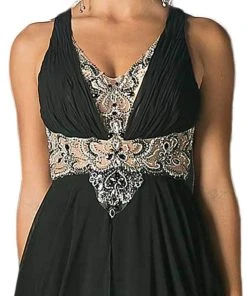 Cinderella Divine - Sleeveless Embellished Ruched A-line Dress