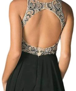 Cinderella Divine - Sleeveless Embellished Ruched A-line Dress