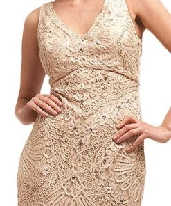 Cocktail Dresses Cinderella Divine - Sleeveless Embellished V-neck Sheath Dress