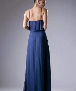 Formal Gowns Cinderella Divine - Sleeveless Flounce Halter Neck Sheath Dress
