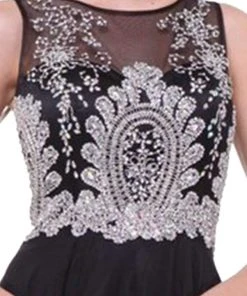 Formal Gowns Cinderella Divine - Sleeveless Illusion Metallic Appliqued A-Line Gown 21 Formal Gowns Cinderella Divine - Sleeveless Illusion Metallic Appliqued A-Line Gown