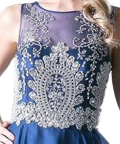 Formal Gowns Cinderella Divine - Sleeveless Illusion Metallic Appliqued A-Line Gown 29 Formal Gowns Cinderella Divine - Sleeveless Illusion Metallic Appliqued A-Line Gown