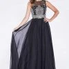 Formal Gowns Cinderella Divine - Sleeveless Illusion Metallic Appliqued A-Line Gown 2 Formal Gowns Cinderella Divine - Sleeveless Illusion Metallic Appliqued A-Line Gown