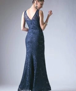 Cinderella Divine - Sleeveless Lace V-neck Sheath Dress