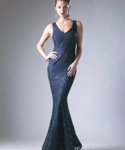 Cinderella Divine - Sleeveless Lace V-neck Sheath Dress