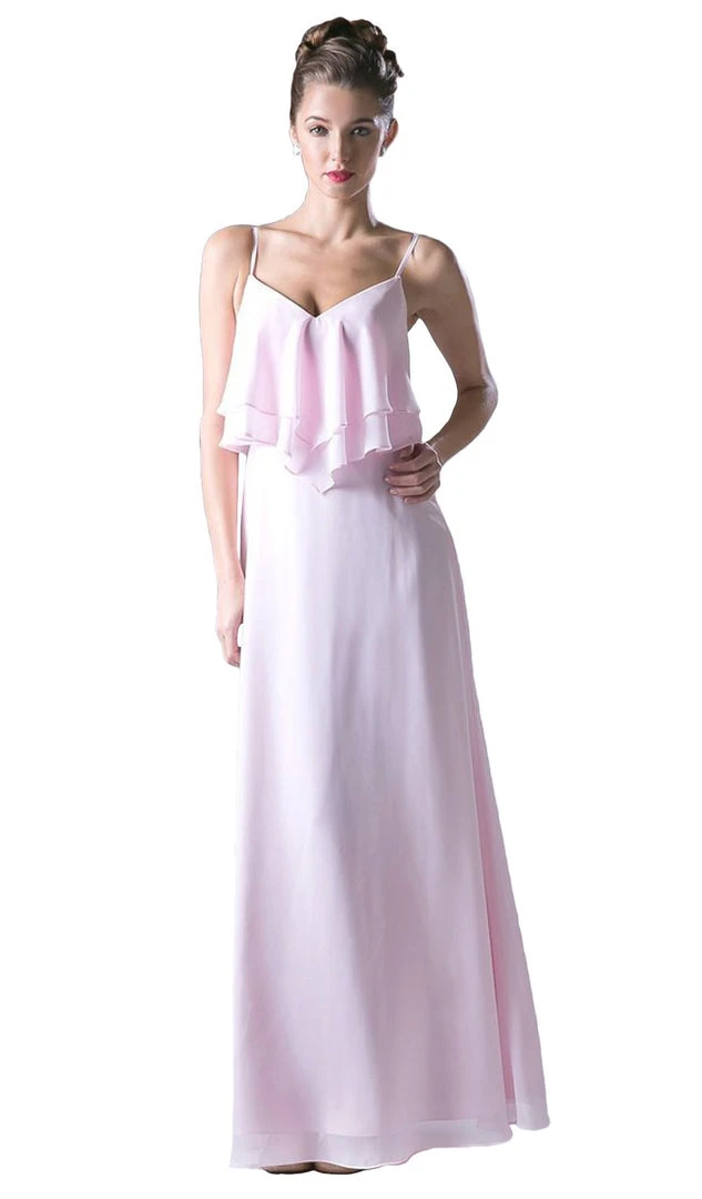 Cinderella Divine - Sleeveless Ruffled Bodice Chiffon A-Line Long Formal Dress Formal Gowns 3 Cinderella Divine - Sleeveless Ruffled Bodice Chiffon A-Line Long Formal Dress Formal Gowns