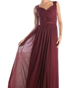 Formal Gowns Cinderella Divine - Sleeveless Twisted Front Bodice Chiffon Long Formal Dress