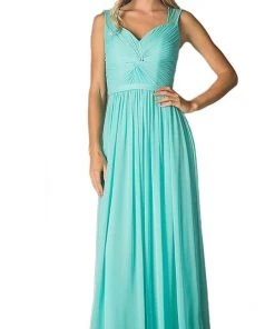Formal Gowns Cinderella Divine - Sleeveless Twisted Front Bodice Chiffon Long Formal Dress