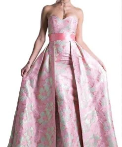 Cinderella Divine - Strapless Floral Evening Gown