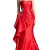 Cinderella Divine - Strapless Side Embellished Mermaid Evening Gown Formal Gowns