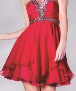 Cinderella Divine - Strapless Sweetheart Tiered Hem A-Line Cocktail Dress Cocktail Dresses 18 Cinderella Divine - Strapless Sweetheart Tiered Hem A-Line Cocktail Dress Cocktail Dresses