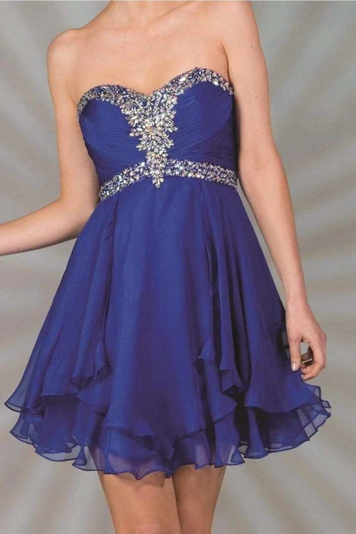 Cinderella Divine - Strapless Sweetheart Tiered Hem A-Line Cocktail Dress Cocktail Dresses 11 Cinderella Divine - Strapless Sweetheart Tiered Hem A-Line Cocktail Dress Cocktail Dresses