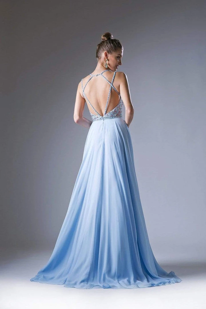 Formal Gowns Cinderella Divine - Strappy Beaded Plunging Chiffon Evening Dress 4 Formal Gowns Cinderella Divine - Strappy Beaded Plunging Chiffon Evening Dress