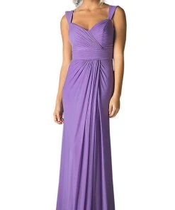 Cinderella Divine - Surplice Bodice Draping Sheath Dress Formal Gowns